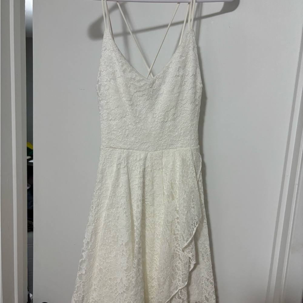 Windsor Ivory Lace Spaghetti-Strap Dress